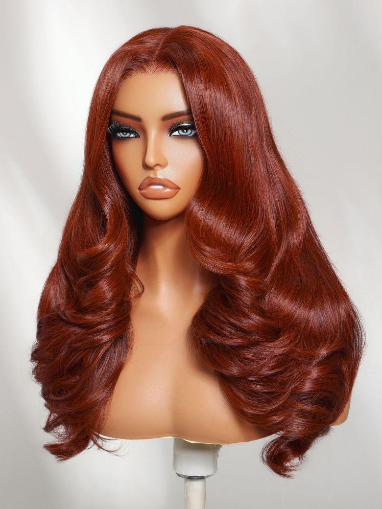 UNice 7x5 Bye Bye Slip™ Lace Reddish Brown Voluminous Layered Blowout Soft Body Wave Wig