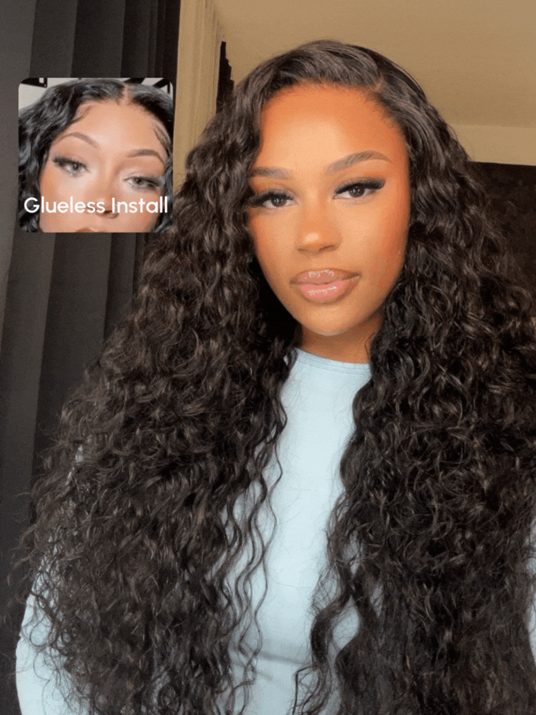 7x5 Bye-Bye Knots Wig Pre Cut Lace Water Wave Flexible Cap Size Drawstring Wig