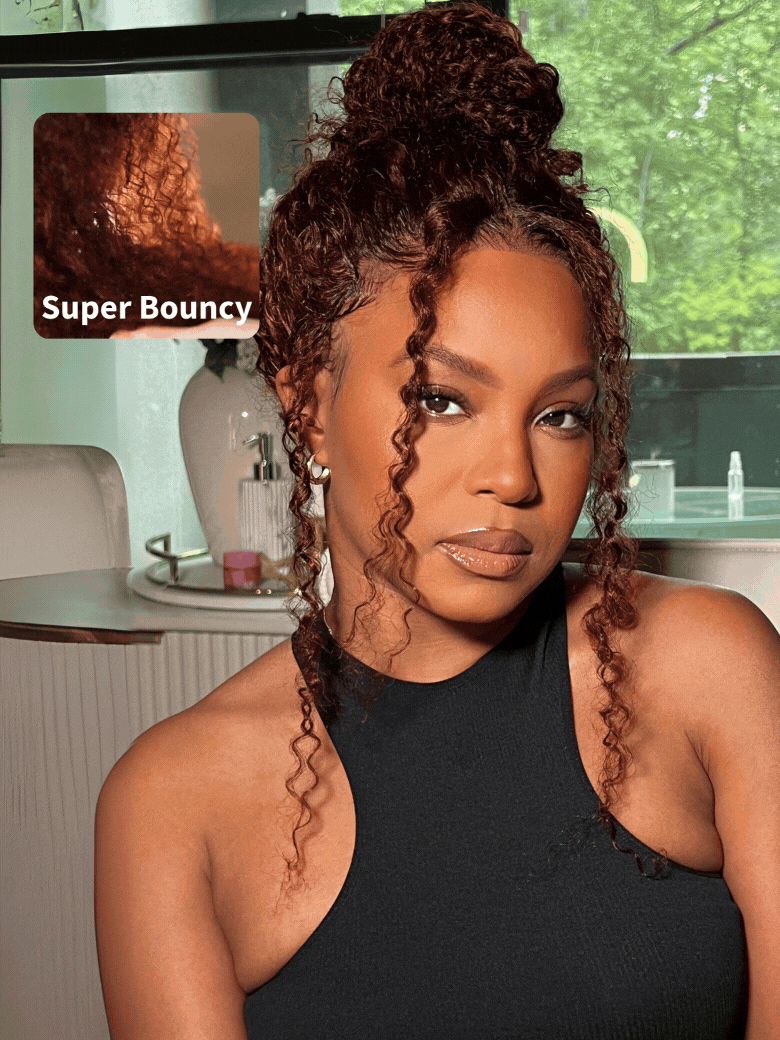 [200% Density] 7x5 Bye-Bye Knots™ Wig Glueless Lace Reddish Brown Curly Trendy Color Wig With Bleached Knots