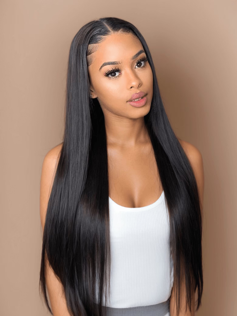 [From 20"] 6x4.5 Pre Cut Lace Straight Black Wig With Breathable Cap Bouncy 150% Density