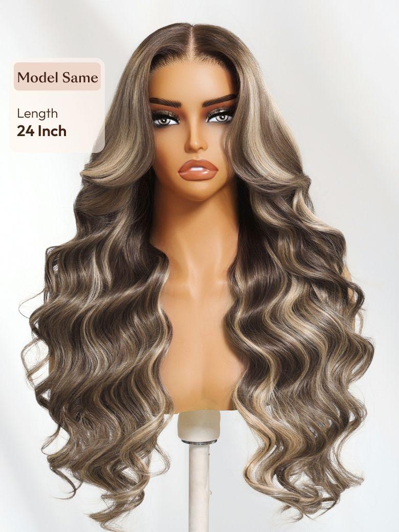 UNice 13x4 Pre-Everything™ Lace Frontal Chestnut Brown Ombre Loose Wave Drawstring Wig with Face Framing Layers