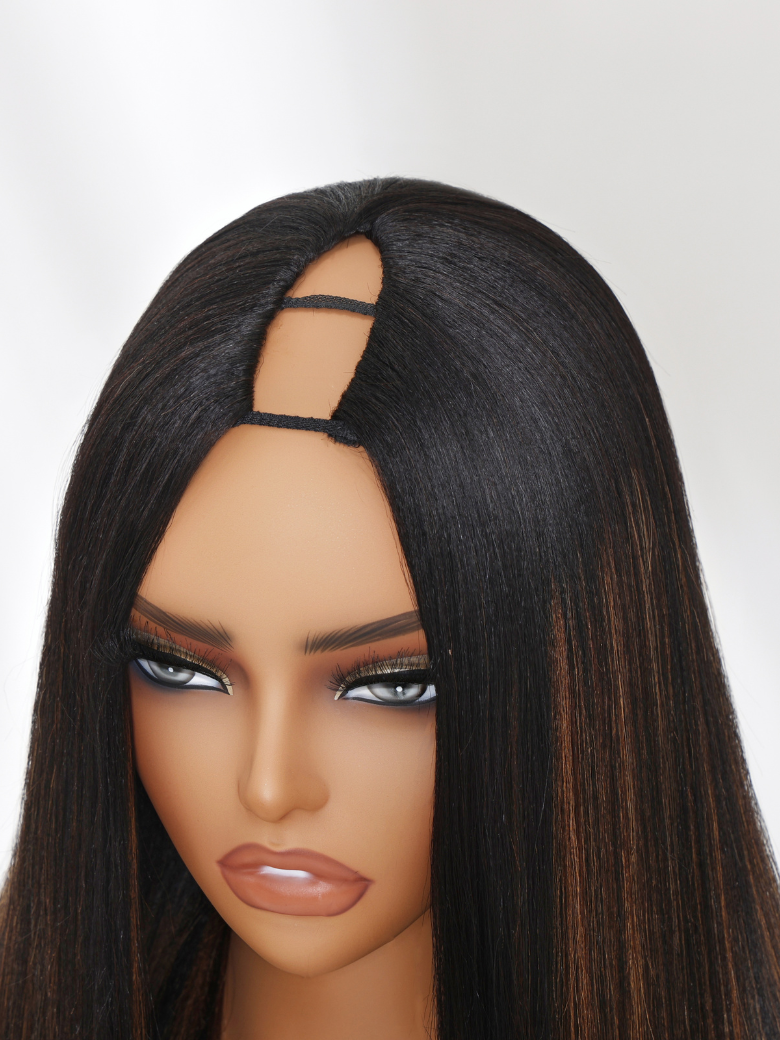 Unice Brown Hair With Highlights Body Wave Wig With Face Framing Layers Beginner Friendly V Part 150% Density