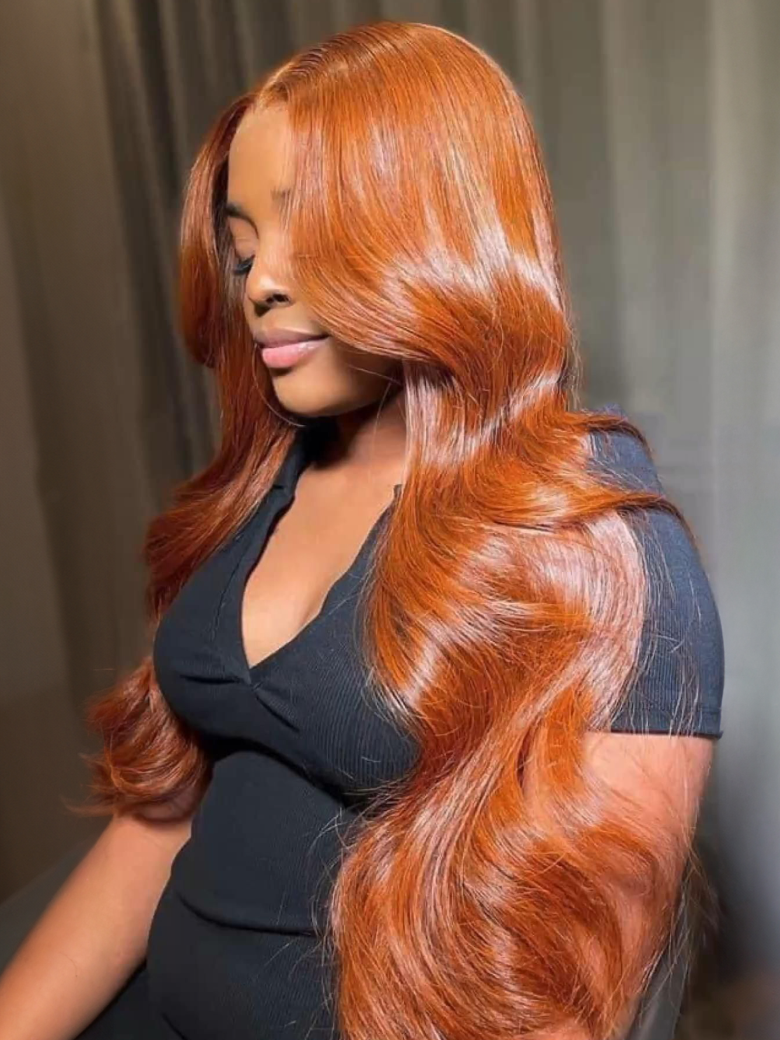 Bye-Bye Knots 7x5 Lace Loose Wave Red Orange Highlights Wig with Face Framing Layers
