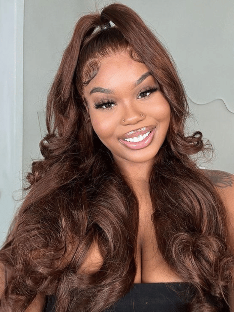 13x4 Lace Front Dark Ginger Brown Crimped Deep Wave Wig 180% Density