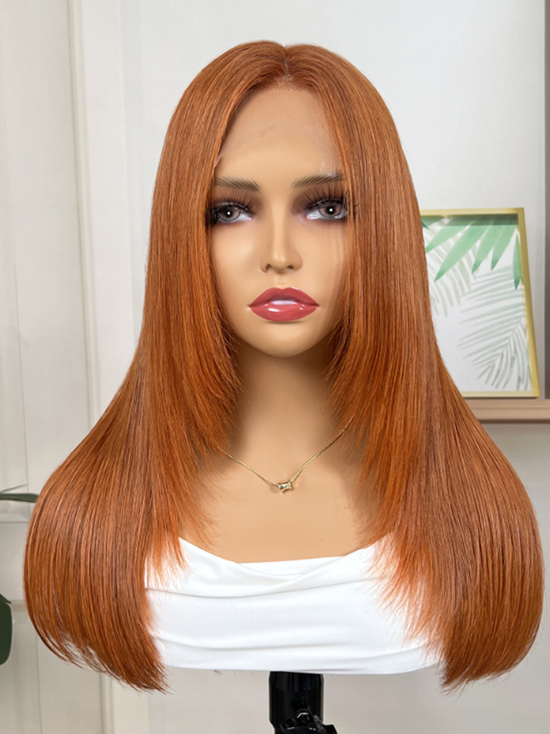UNice Burnt Orange 13x4 Lace Front Wig With Butterfly Wolf Layered Cut