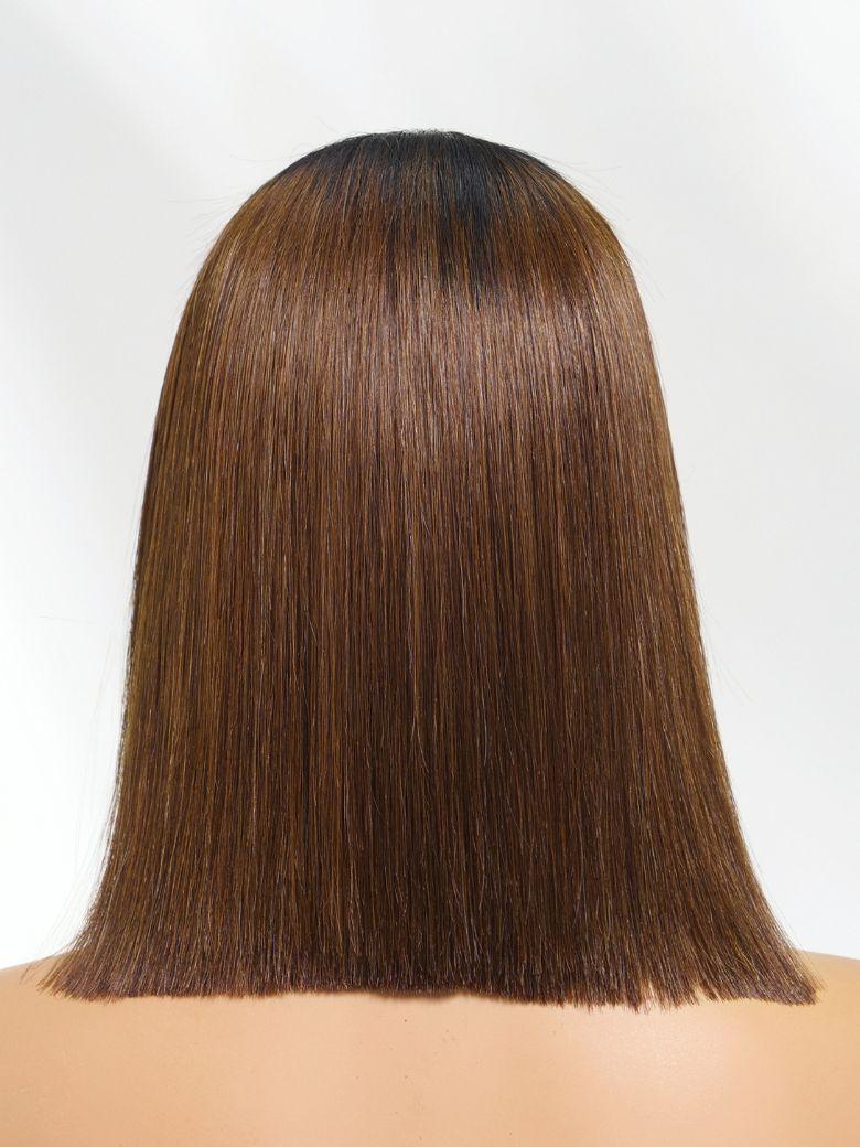 UNice 2x6 Closure 200% Density #4 Brown With Dark Root Bob Wig