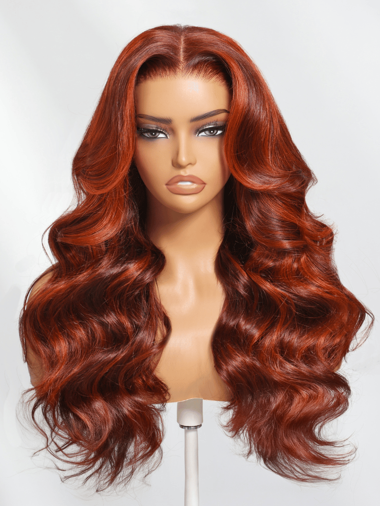 Bye-Bye Knots 7x5 Lace Loose Wave Red Orange Highlights Wig with Face Framing Layers