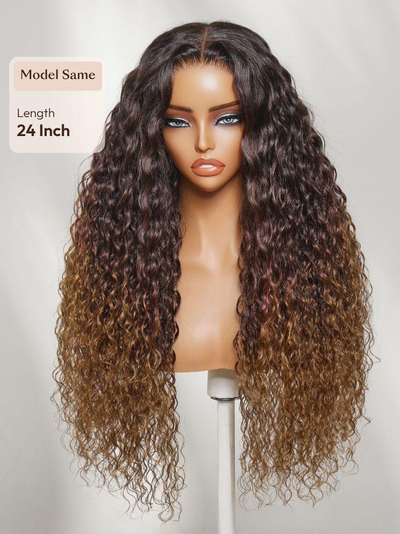 UNice 13x4 Lace Front Honey Blonde Highlights Water Wave Pre-Everything Wig With Invisible Knots