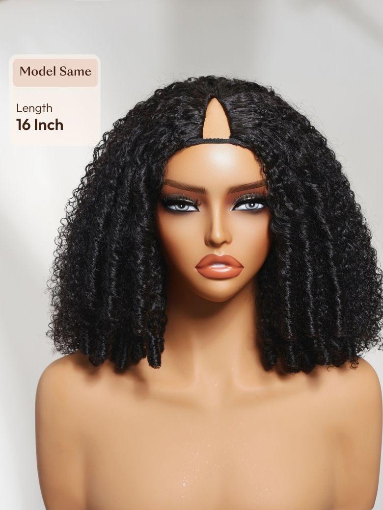 UNice EasiContour™ V Part Afro Kinky Curly with Finger Coil Ends Drawstring Wig