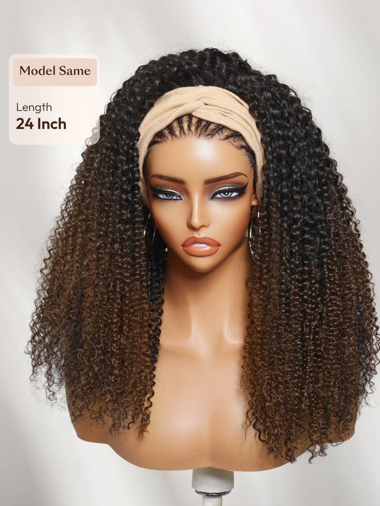 UNice Versatile 2-in-1 Black to Brown Ombre Turn-Around Kinky Curly Half Wig Glueless for Beginners
