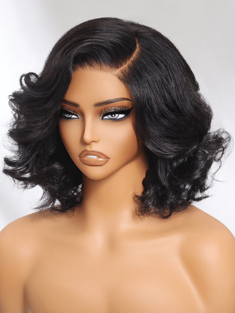 13x4 Lace Front 200% Density Big Loose Wave Black Shoulder Length Wig
