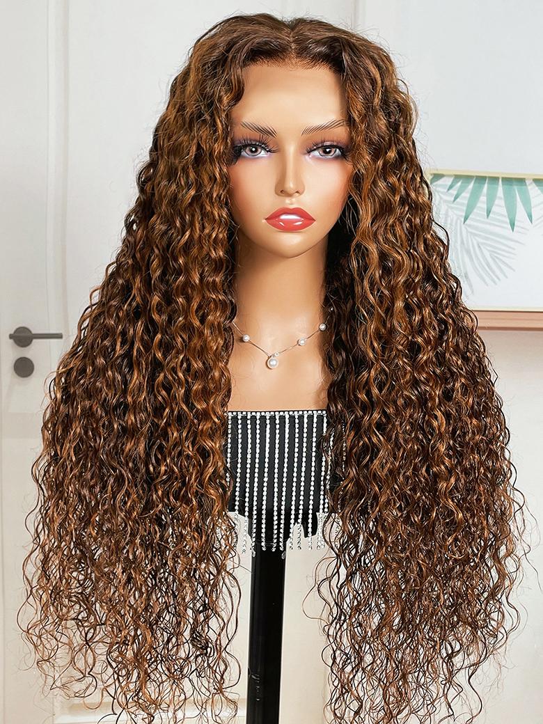 [20"=$99] 13x5 T Part Lace Wig Ombre Highlights Piano Brown Water Wave Wig
