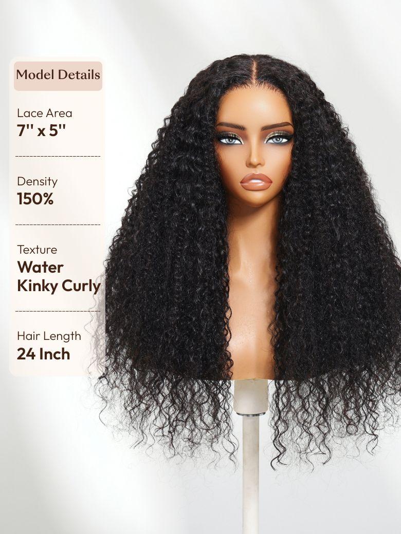 UNice Bye-Bye Knots™ 7x5 Lace Black Defined Coils 3C-4A Blend Curly Wig with Invisi Drawstring