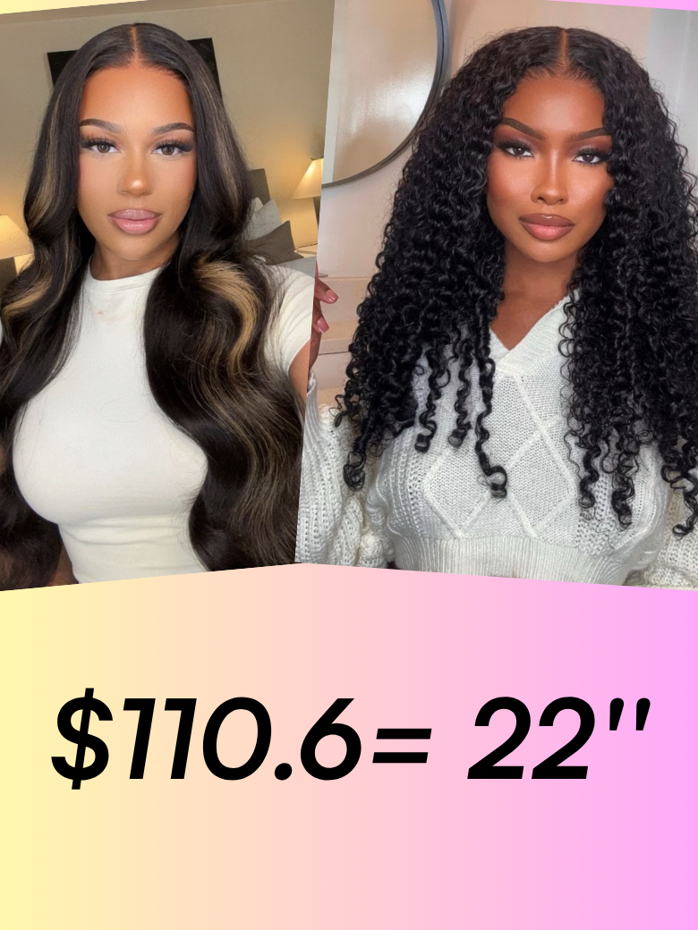 7x5 Bye Bye Knots™ Glueless Lace Wig Black With Blonde Highlights Body Wave Wig