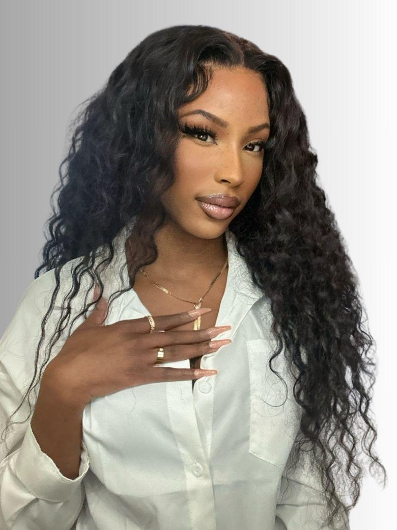 Bye-Bye Knots Wig 7x5 Pre Cut Lace Water Wave Flexible Cap Size Drawstring Wig