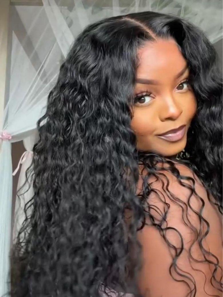 UNice 7x5 Bye-Bye Knots™ & 13x4 HD Lace Put On And Go Glueless Water Wave Wig and Drawstring With Baby Hair