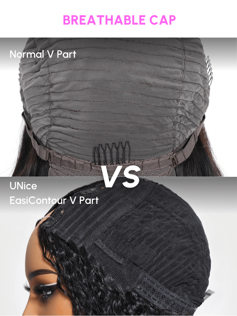 EasiContour™ V Part Minimal Glueless Kinky Curly Glueless Wig 150% Density