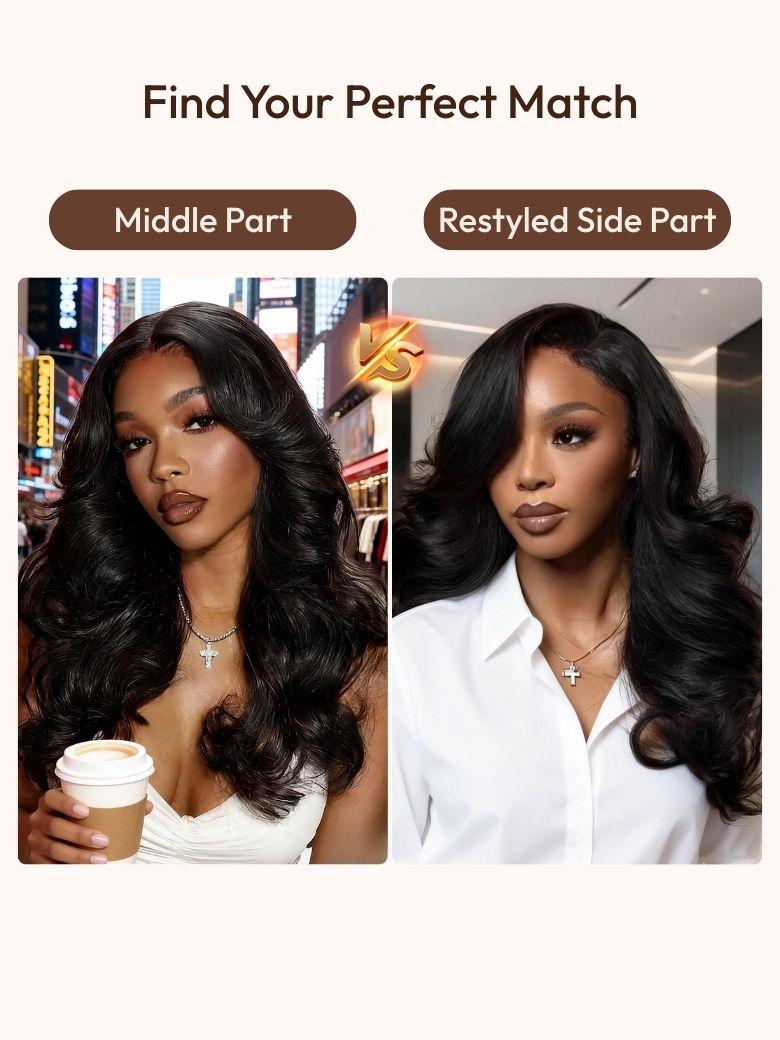 UNice Butterfly Cut 180% Density 100% Human Hair Bye-Bye Knots™ 7x5 Lace Body Curls Wig with Feathered Layers & Invisi Drawstring