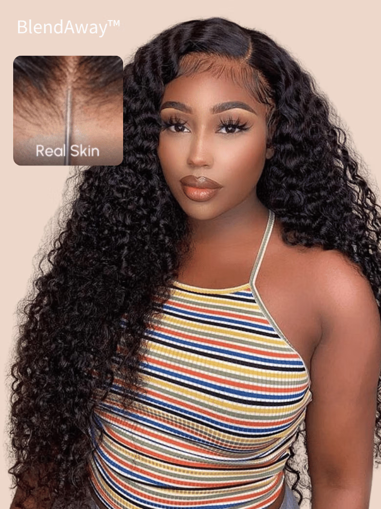 UNice 5x5 Thin HD BlendAway Lace Closure Black Glueless Jerry Curly Wig 180% Density