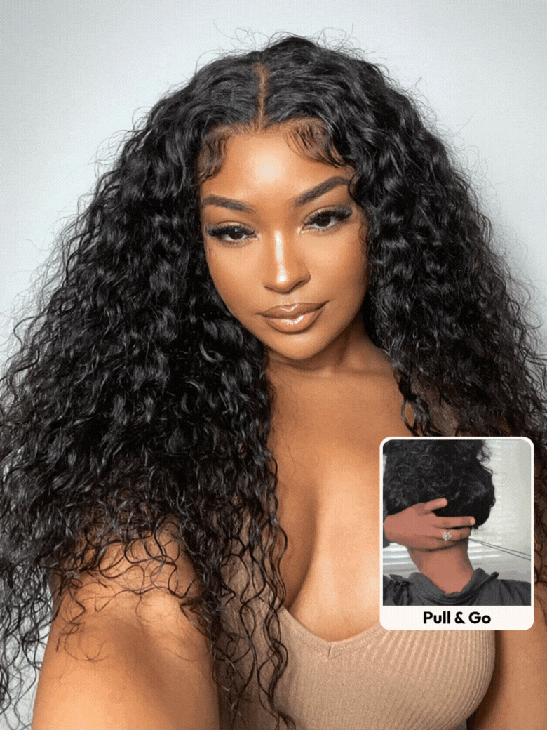 UNice 7x5 Bye-Bye Knots™ & 13x4 Pre Everything Pull And Go Glueless Wet & Wavy Water Wave With Invisi Drawstring With Free Baby Hair
