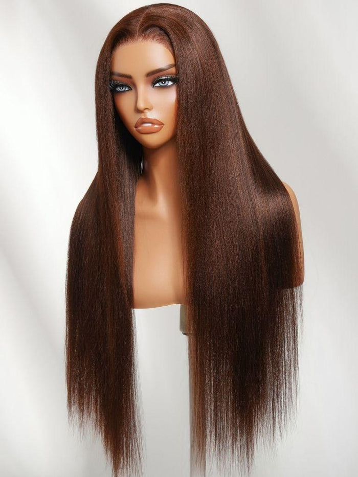 UNice 7x5 Bye Bye Slip™ Lace Auburn/Red Brown Yaki Straight Wig with Invisi Drawstring