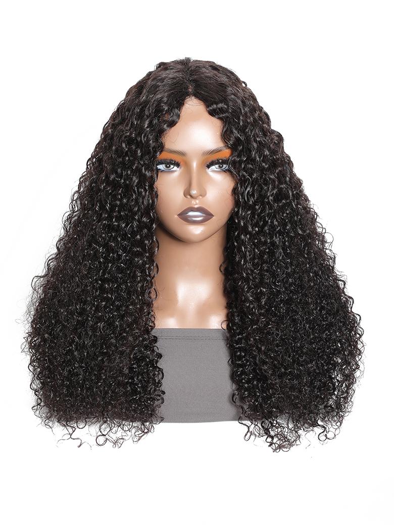 [18 Inch=$79] Glueless V Part 0 Skill Needed Wig Beginner Friendly Natural Scalp Curly Human Hair Upgraded U part Wig Without Leave out