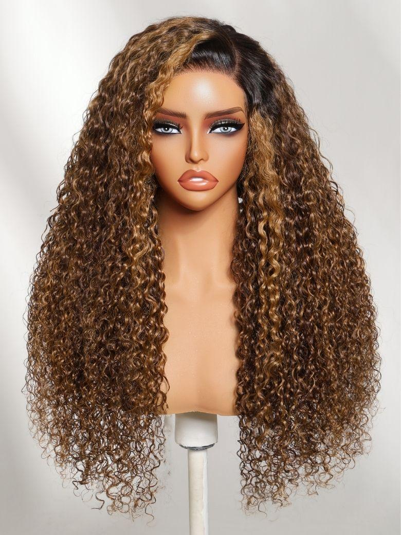 UNice 13x4 Bye Bye Slip™ Lace Frontal Dark to Brown Ombre with Caramel Blonde Ends Yaki Body Wave Glueless Wig