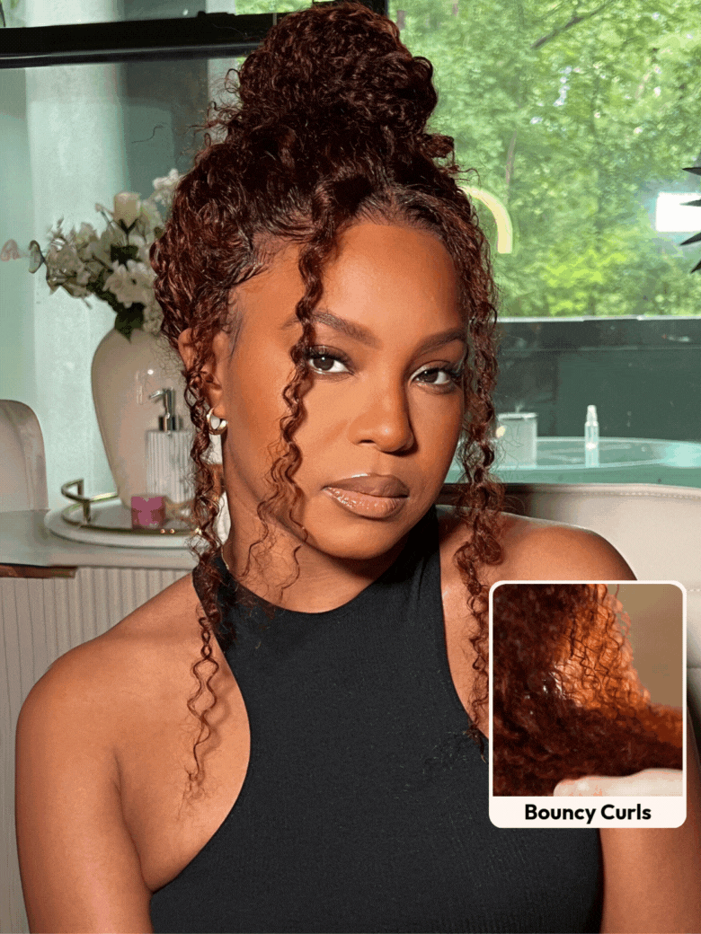 UNice 7x5 Bye-Bye Knots™ Wig Glueless Lace Reddish Brown Curly Trendy Color Wig With Bleached Knots