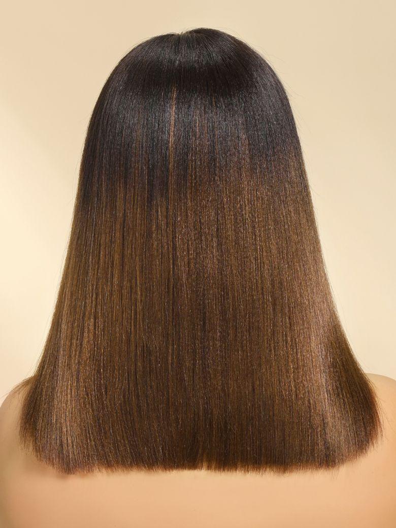 Unice Bye-Bye Knots 7x5 Lace Black to Chestnut Brown Ombre Yaki Bob Wig