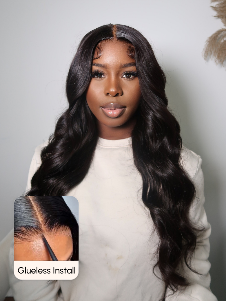 [From 20"] Glueless HD Lace 180% Density 5x5 Lace Closure Body Wave Wig With Baby Hair Pre-plucked and Pre-bleached