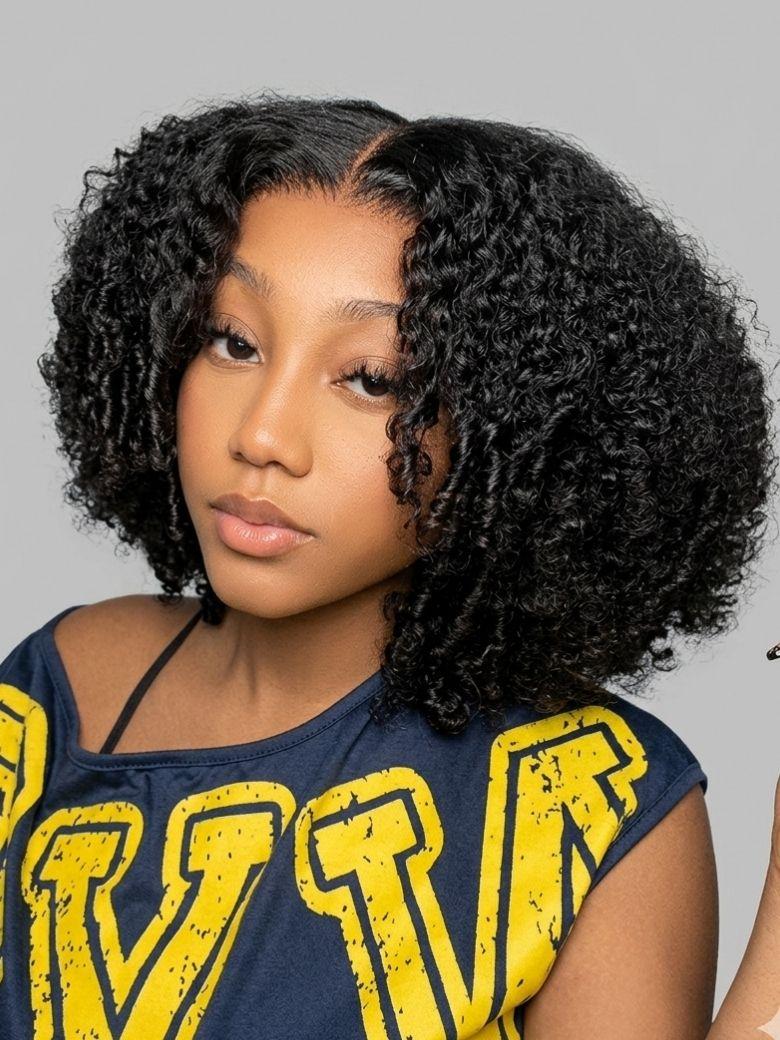 [$100-$50] UNice 7x5 Bye-Bye Slip & 13x4 Pre-Everything Curly Texture Premium Hair Drawstring Wig With Finger Coil Ends