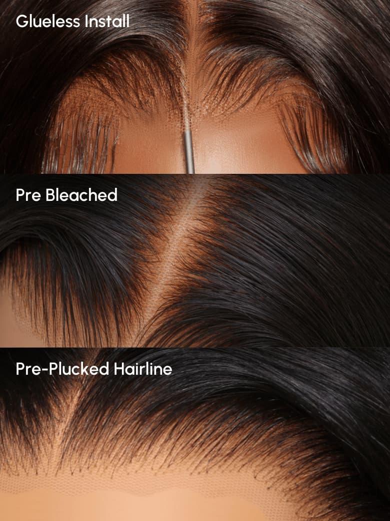 UNice Bye-Bye Knots 7x5 Lace Water Wave Black Wig With Golden Brown Highlights