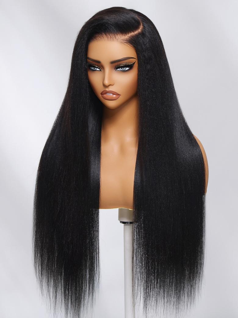 UNice 7x5 & 13x4 Pre-Cut Lace Front Super Secure Black Yaki Wig 150% Density Pre-Everything Wig