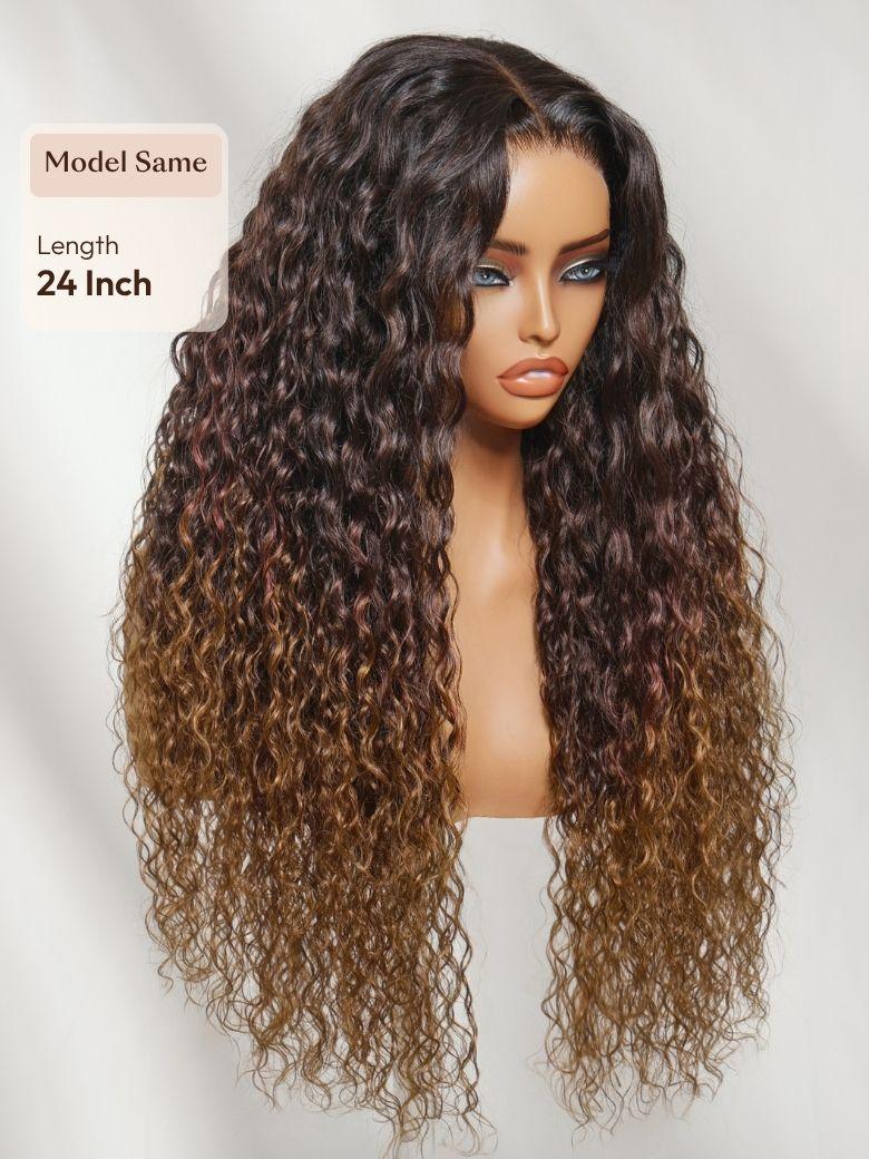 UNice 7x5 Bye Bye Slip™ Lace Honey Blonde Highlights Water Wave Wig with Invisi Drawstring