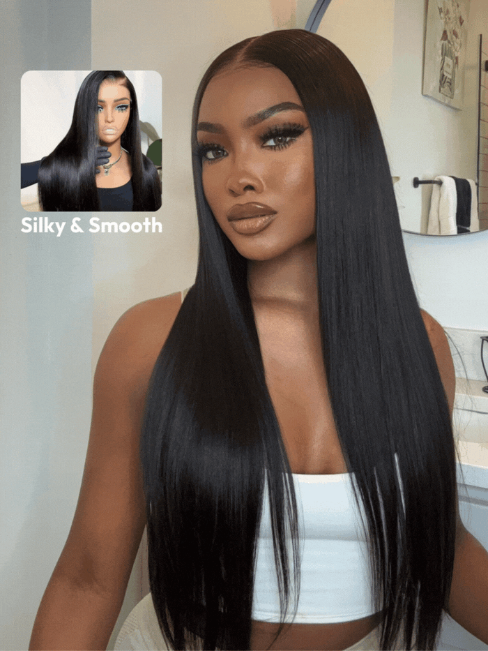 UNice Straight 4x0.75 Middle Part Breathable Lace Wigs Pre Plucked Natural Hairline adjustable Perfectly fit belt Wig