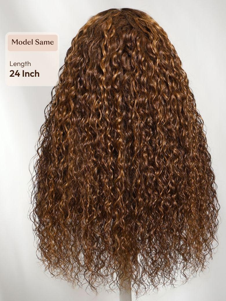 UNice 13x4 Pre-Everything™ Lace Frontal Toffee Brown With Piano Highlights Water Wave Glueless Wig with Invisi Drawstring
