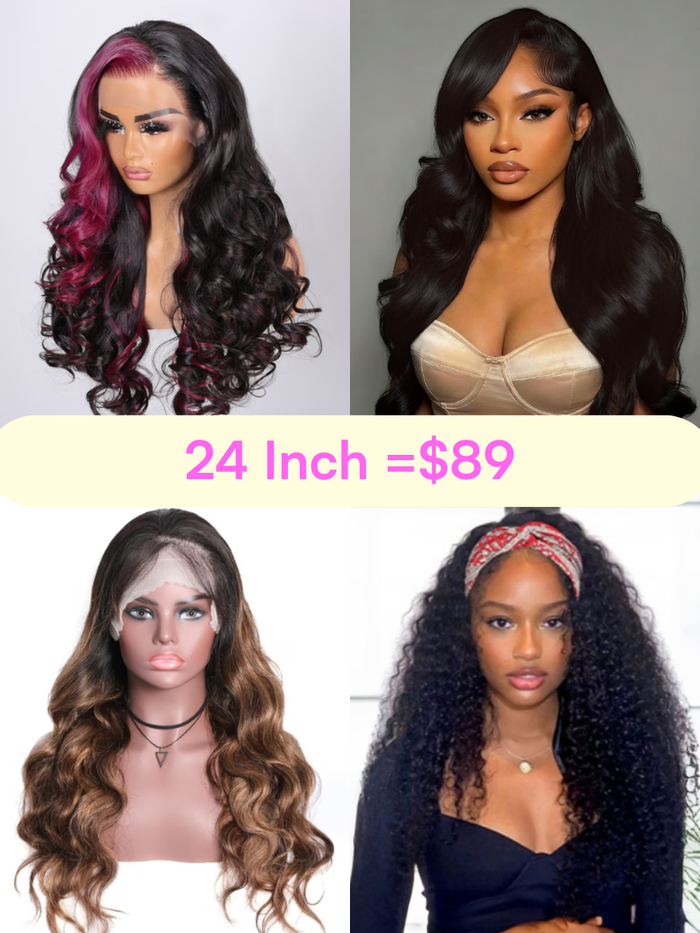 24 Inch Wig From $89:13x4 Lace Front Wig | 13x6 Lace Front Wig | Half Wig