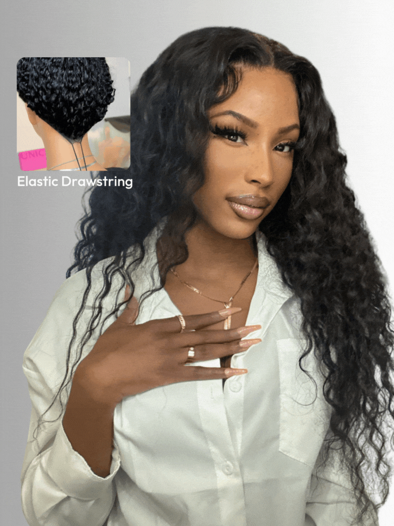 Bouncy Water Wave 7x5 Bye-Bye Knots Wig 7x5 Pre Cut Lace Flexible Cap Size Drawstring Wig
