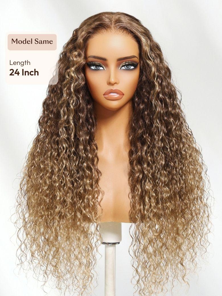 UNice 13x4 Bye Bye Slip™ Lace Frontal Honey Brown To Golden Blonde Ombre Water Wave Wig with Invisi Drawstring
