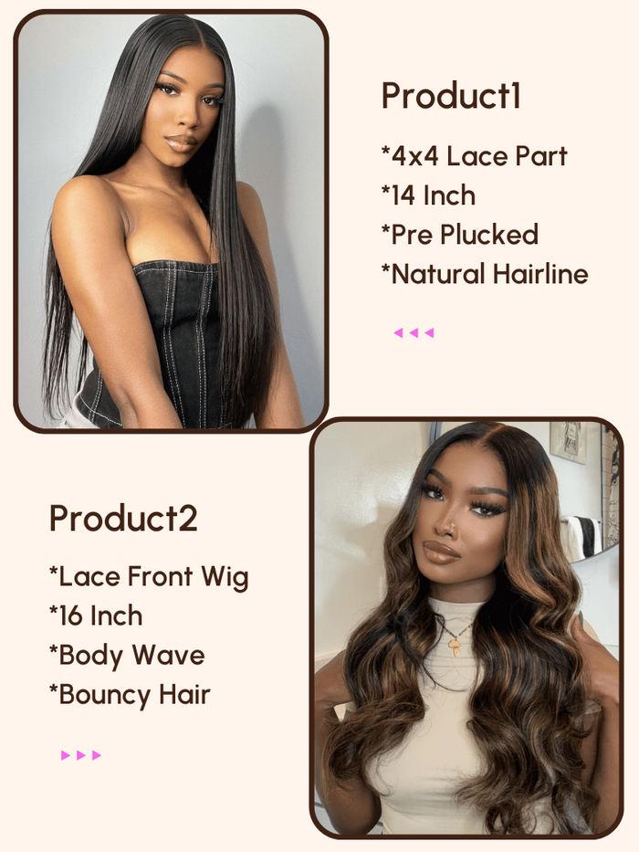 2 Wigs $139 for 4x4 Lace Part Wig and 16" Lace Front Wig