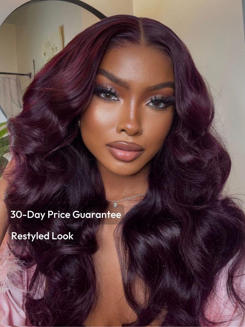 7x5 ByeBye Knots™ Lace Bouncy Black Cherry Layered Straight Wig