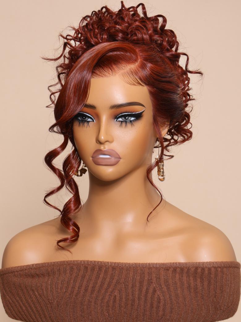 13x4 Transparent Lace Reddish Brown Winter Vibe Body Wave Human Hair Wig 150% Density