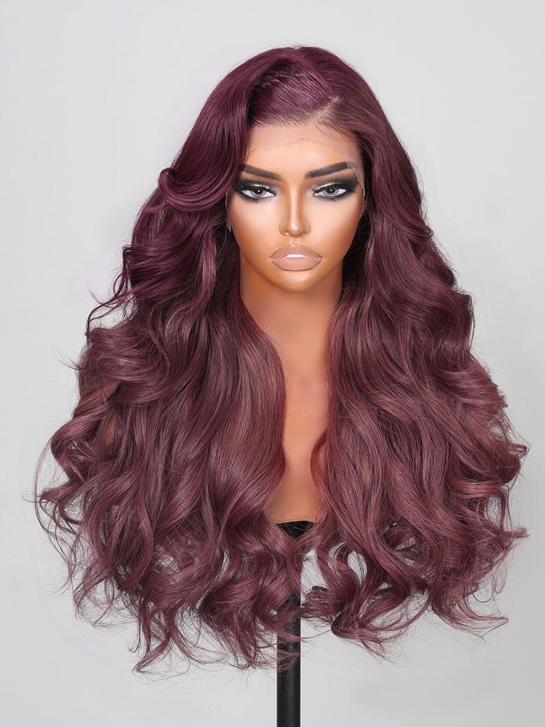 [24"=$169] 13x4 Lace Front Reddish Purple Side Part Body Wave Wig