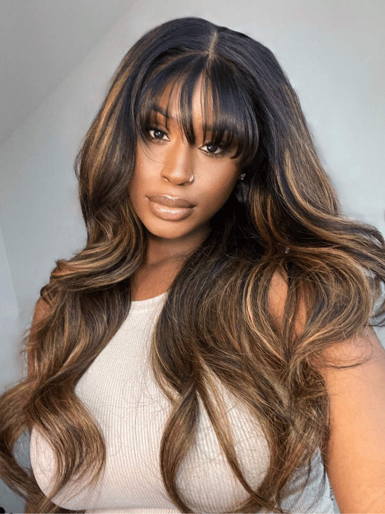 UNice 7x5 Bye-Bye Knots™ & 13x4 Pre-Everything™ Lace Frontal Black Fluffy Natural Loose Wave Curtain Bangs Wig
