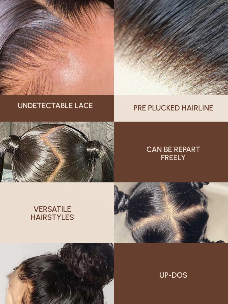 UNice Pre Plucked Hairline Breathable 360 Lace Wig Straight Human Hair Wig Natural Black Wig