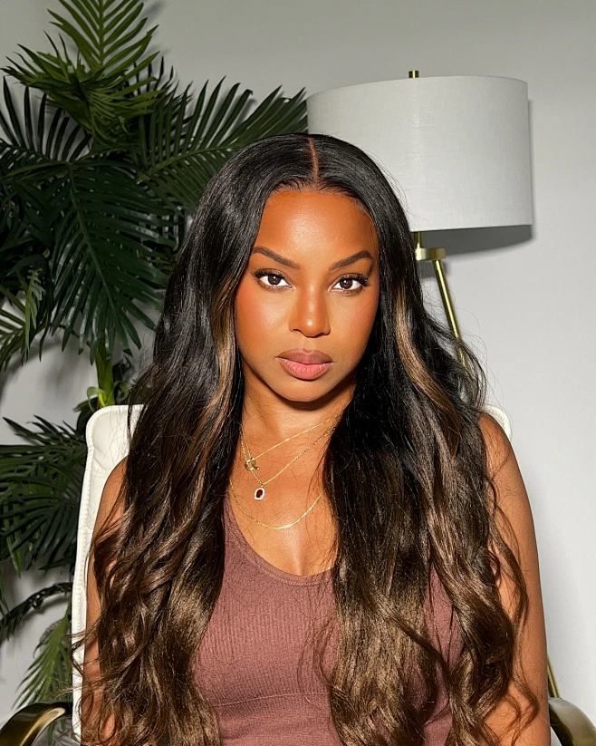 Bye Bye Knots Wig 7x5 Lace Black to Chestnut Brown Ombre Loose Wave Wig With Bleached Knots 150% Density