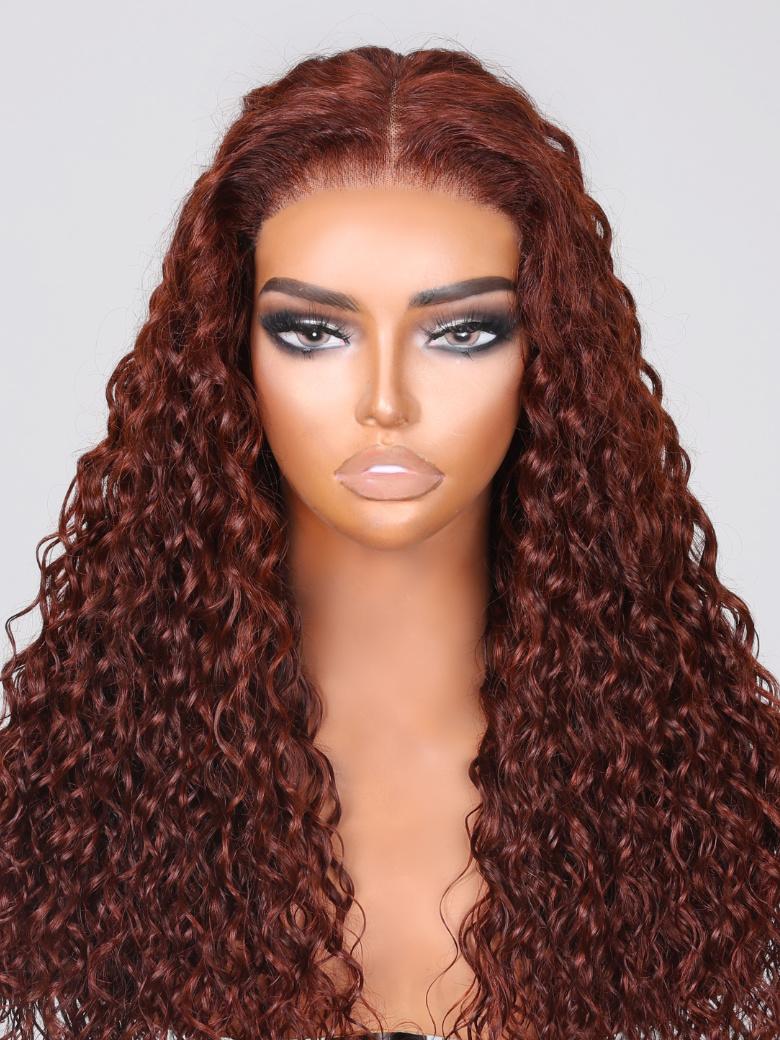 UNice Bye-Bye Knots Wig 7x5 Lace Reddish Brown And Natural Color Water Wave Wig