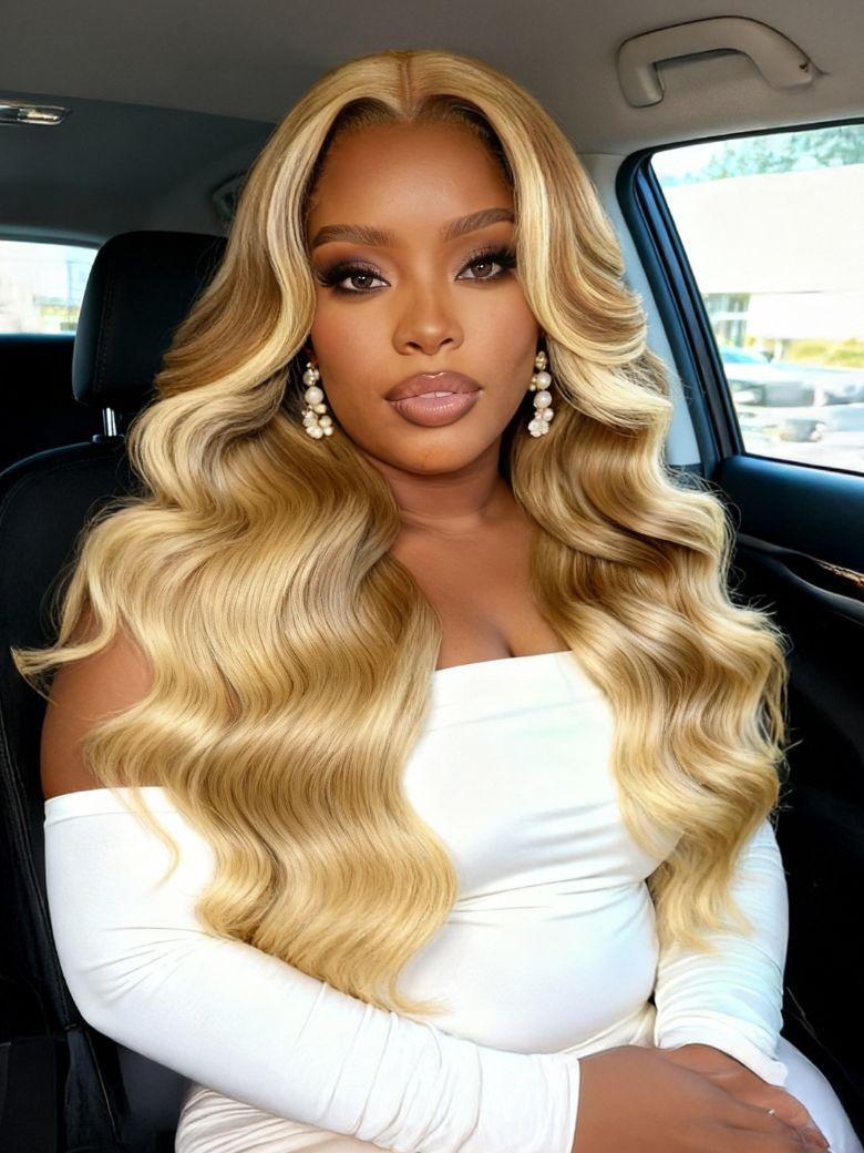 UNice Bye-Bye Knots Wig Pre-Cut 7x5 Glueless Lace & 13x4 Pre Everything Honey Blonde Body Wave Wig With Bleached Clean Knots