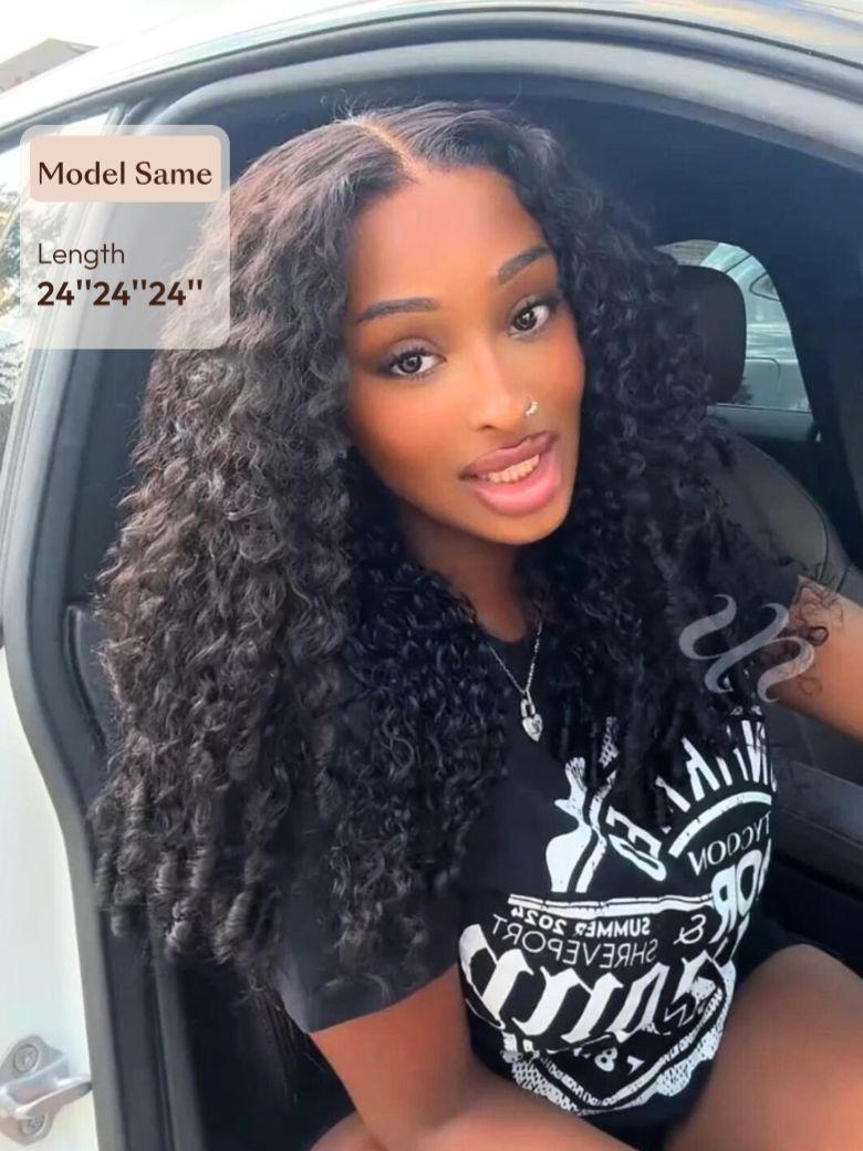 UNice 3 Pc/pack Burmese Curly Human Hair 3 Bundles With Twist Out Ends