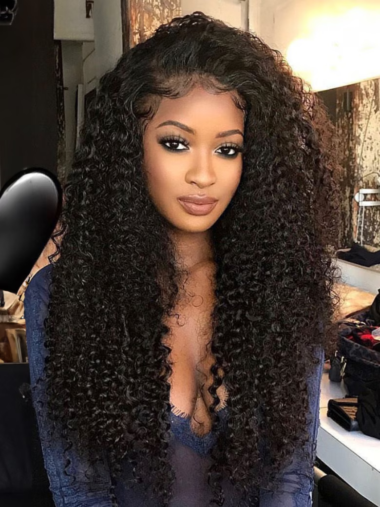 24'' 13x4 Pre-Everything Lace Frontal Wig Kinky Curly Wig With Bleached Invisible Knots